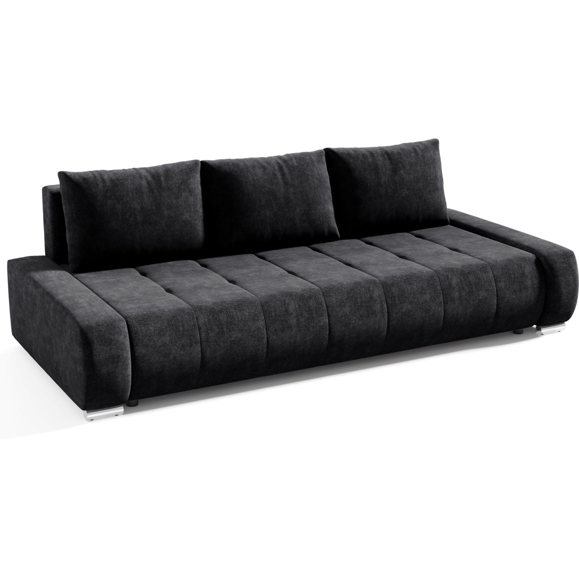 SCHLAFSOFA Draco 3-Sitzer, mit Bettkasten, Anthrazit - Anthrazit, Textil (240/85/110cm) - Beautysofa