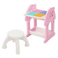 KINDERSPIELTISCH 2in1 mit Hocker Rosa-Weiß - Pink, Kunststoff (39/71/37.5cm) - Joyz