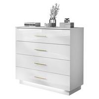 KOMMODE LINA mit Schubladen und goldenen Griffen - Weiß, Holzwerkstoff (95/84/40cm) - Lookway