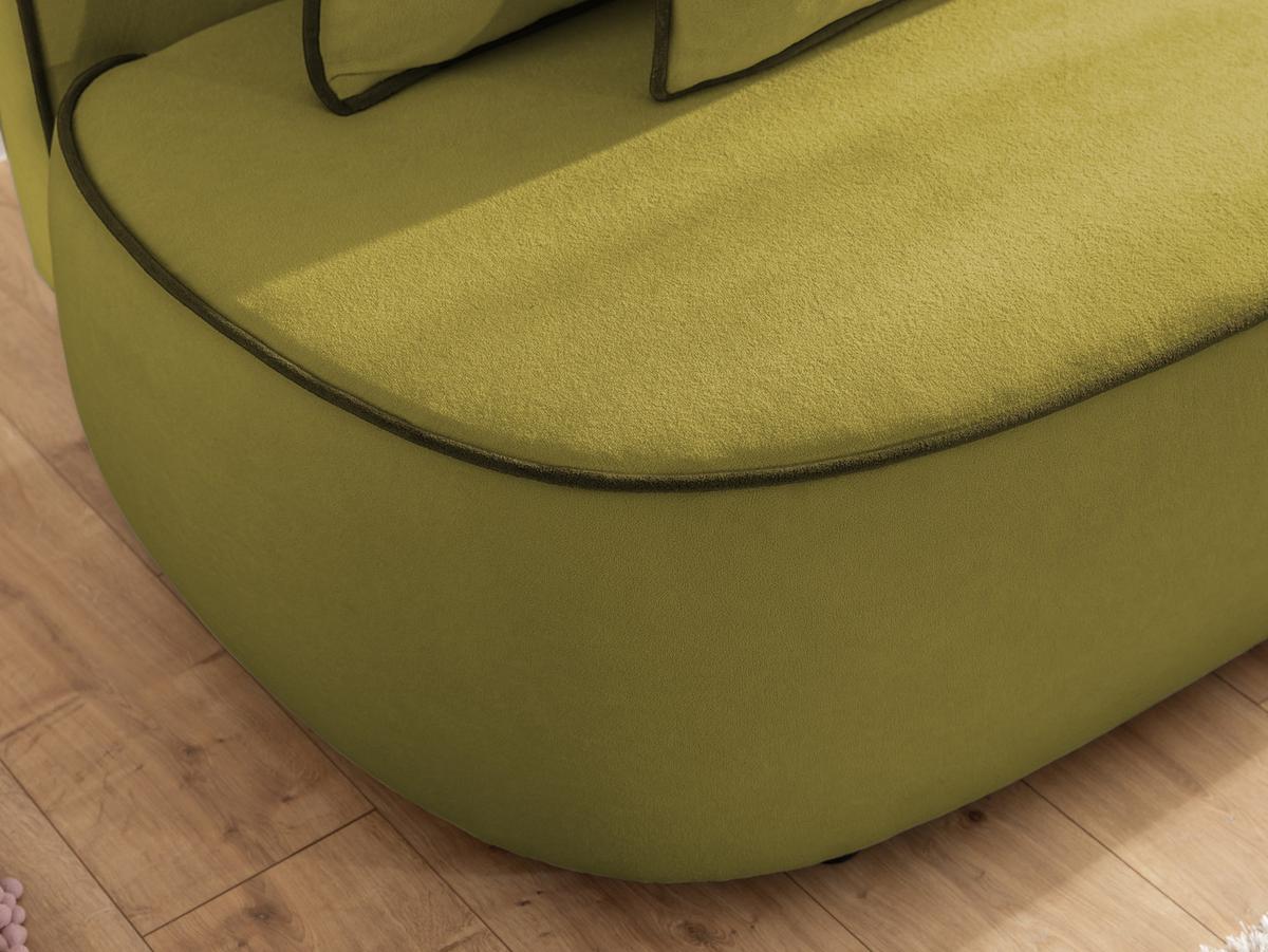 KINDERSOFA Vero im modernen und abgerundeten Design mit Schlaffunktion und Bettkasten aus Grün Plüschstoff mit dunkelgrüner Paspel - Schwarz/Grün, Holz/Kunststoff (210/90/98cm) - S-Style Möbel