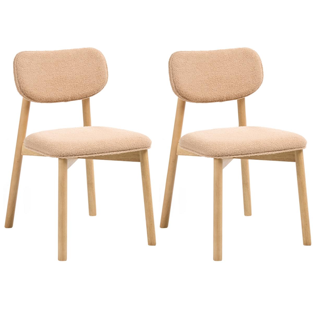 ESSZIMMERSTUHL 2er-Set Bouclé Hellbraun/Beige Mills - Hellbraun, Textil (50/80/58cm) - Beliani