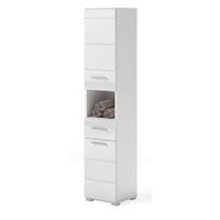 HOCHSCHRANK, weiß Hochglanz 30x182 cm, mit Vollauszug und vielen Fächern - Weiß Hochglanz/Silberfarben, Holzwerkstoff/Kunststoff (30/182/31cm) - Inn.Furn