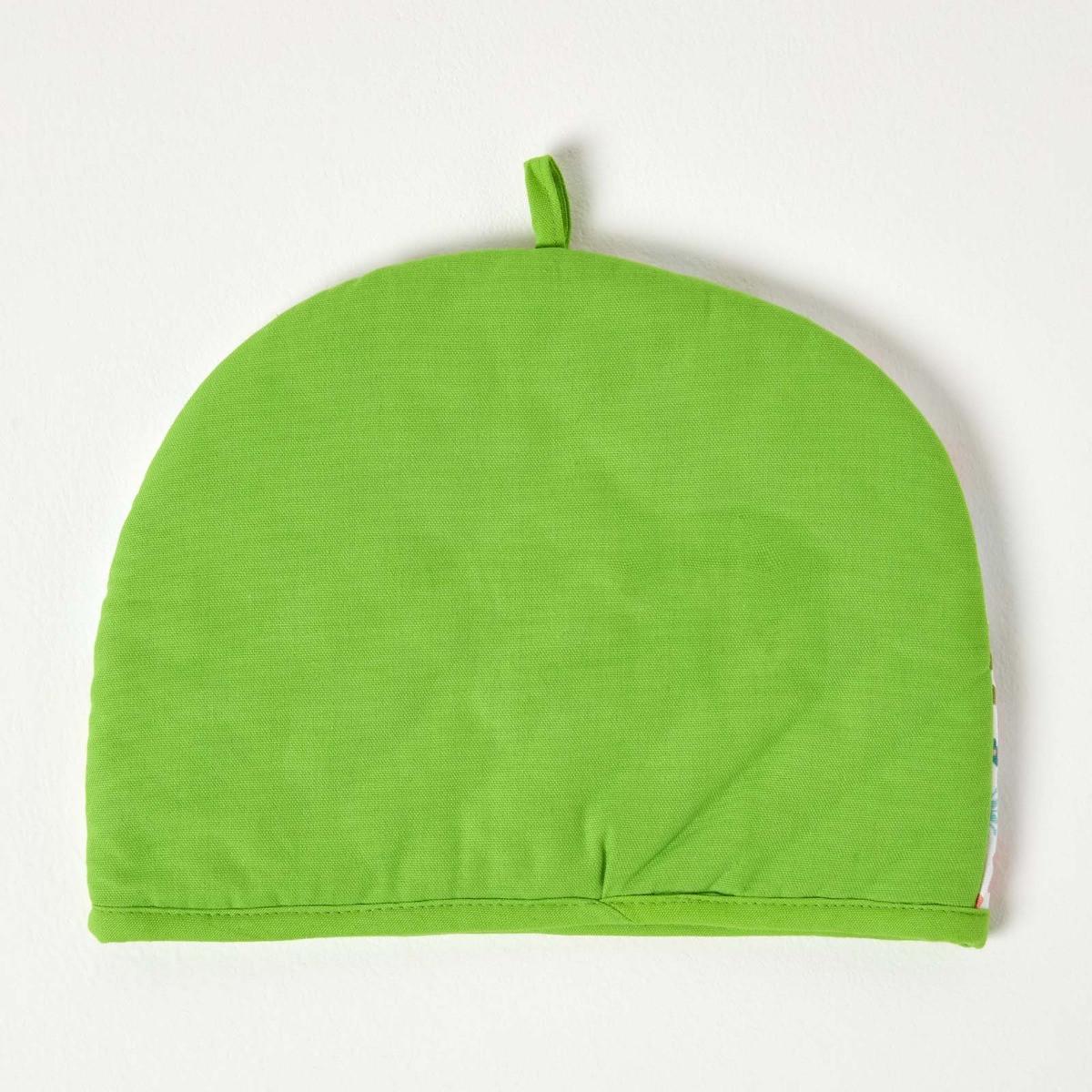 TEA COSY – Stoff-Teewärmer Retro-Blumen - Grün, Textil (36/24/36cm) - Homescapes