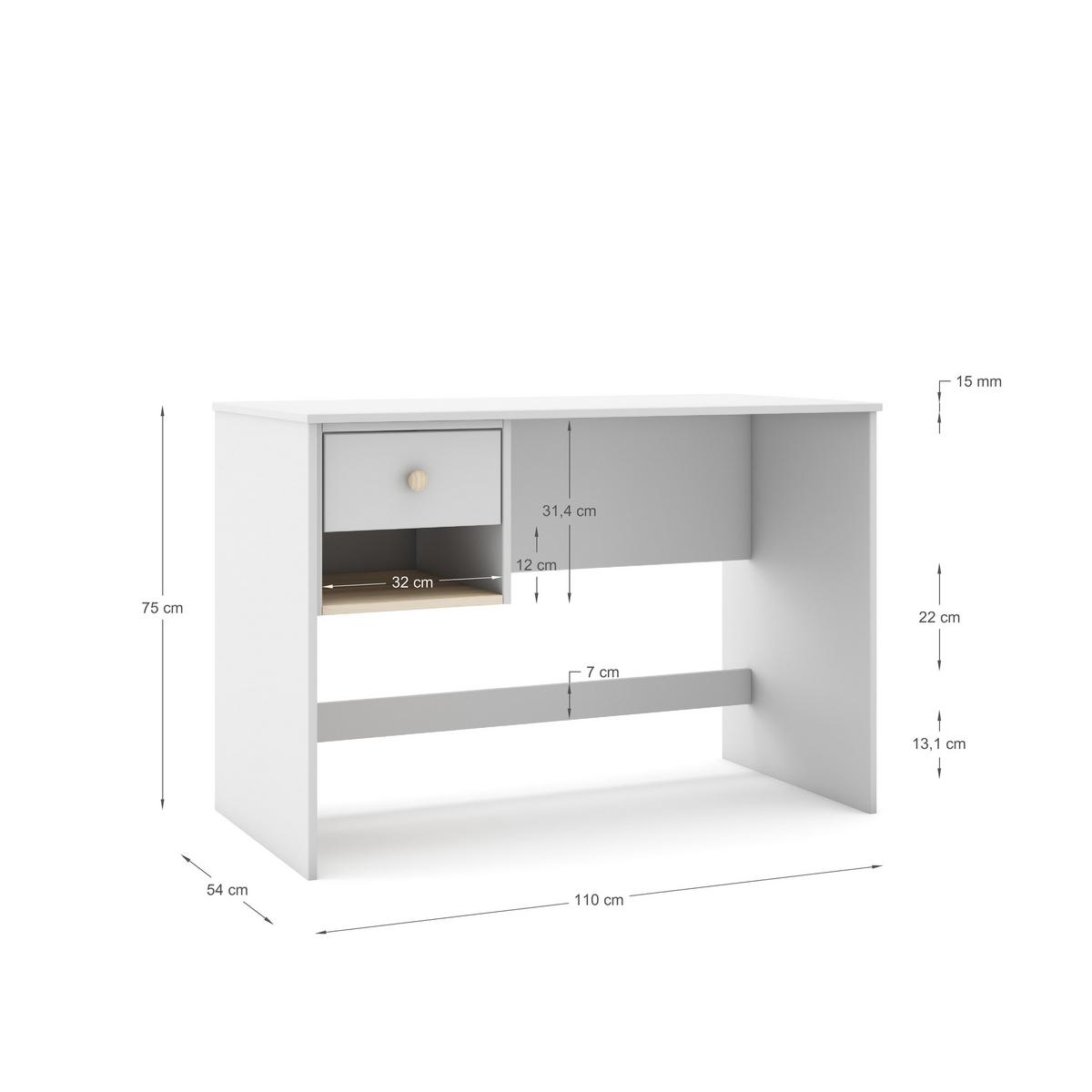 SCHREIBTISCH Esteban Weiß 110/55/75 cm - Weiß, Holz (110/55/75cm) - Calicosy