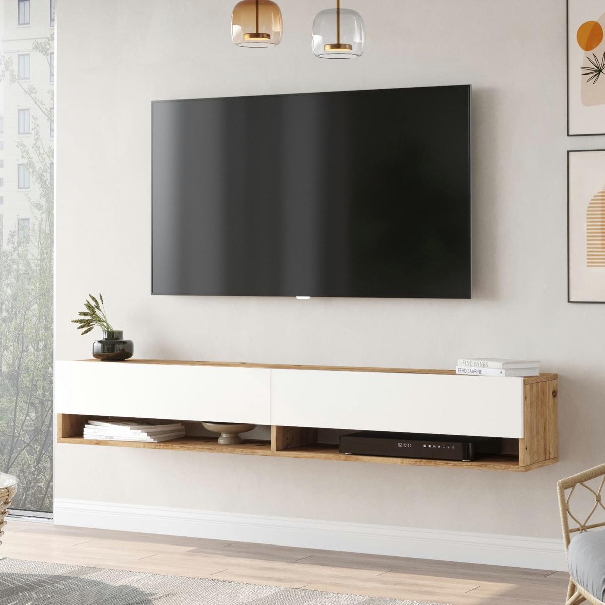 TV-ELEMENT Laitila - Weiß, Holzwerkstoff (180/29.5/31.5cm) - [en.casa]