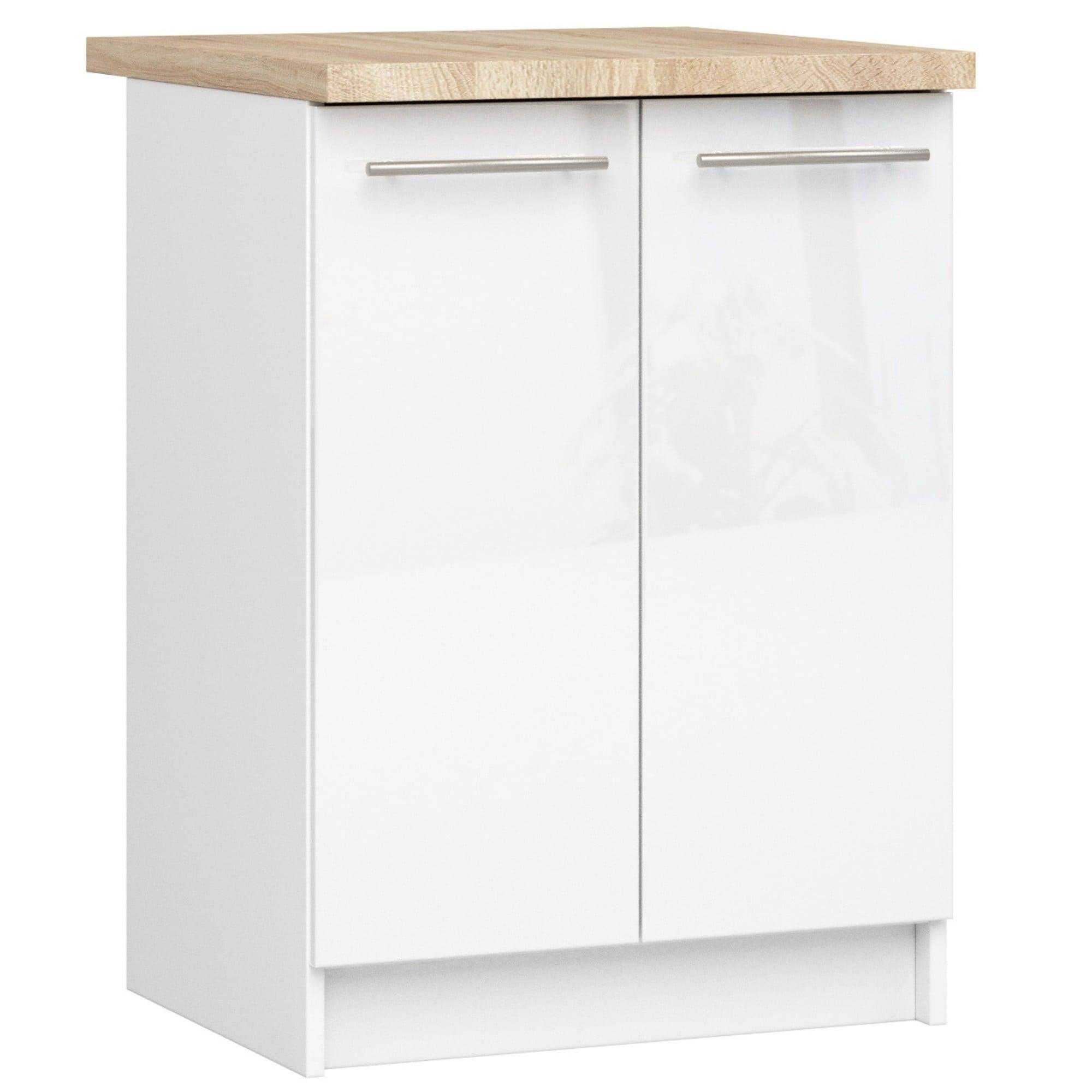 UNTERSCHRANK Weiß, Weiß Glanz 85/60/46 - Weiß Hochglanz/Weiß, Holzwerkstoff (60/85/46cm) - RAUMHIRSCH FURNITURE