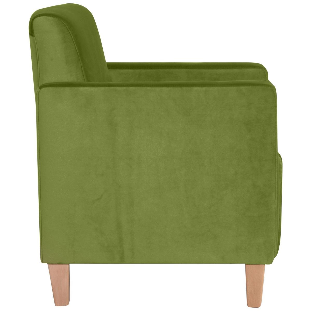 SESSEL Karol Bezug Samtvelours Buche natur / oliv - Grün, Kunststoff (71/81/70cm) - 58aufmkessel