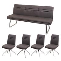 ESSZIMMER-SET Grau, Braun 5er-Set - Braun/Grau, Textil (180/90/60cm) - MCW