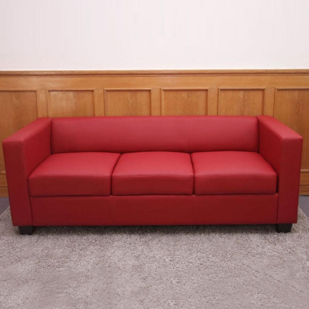 3ER SOFA Rot - Rot, Textil (191/70/75cm) - MCW
