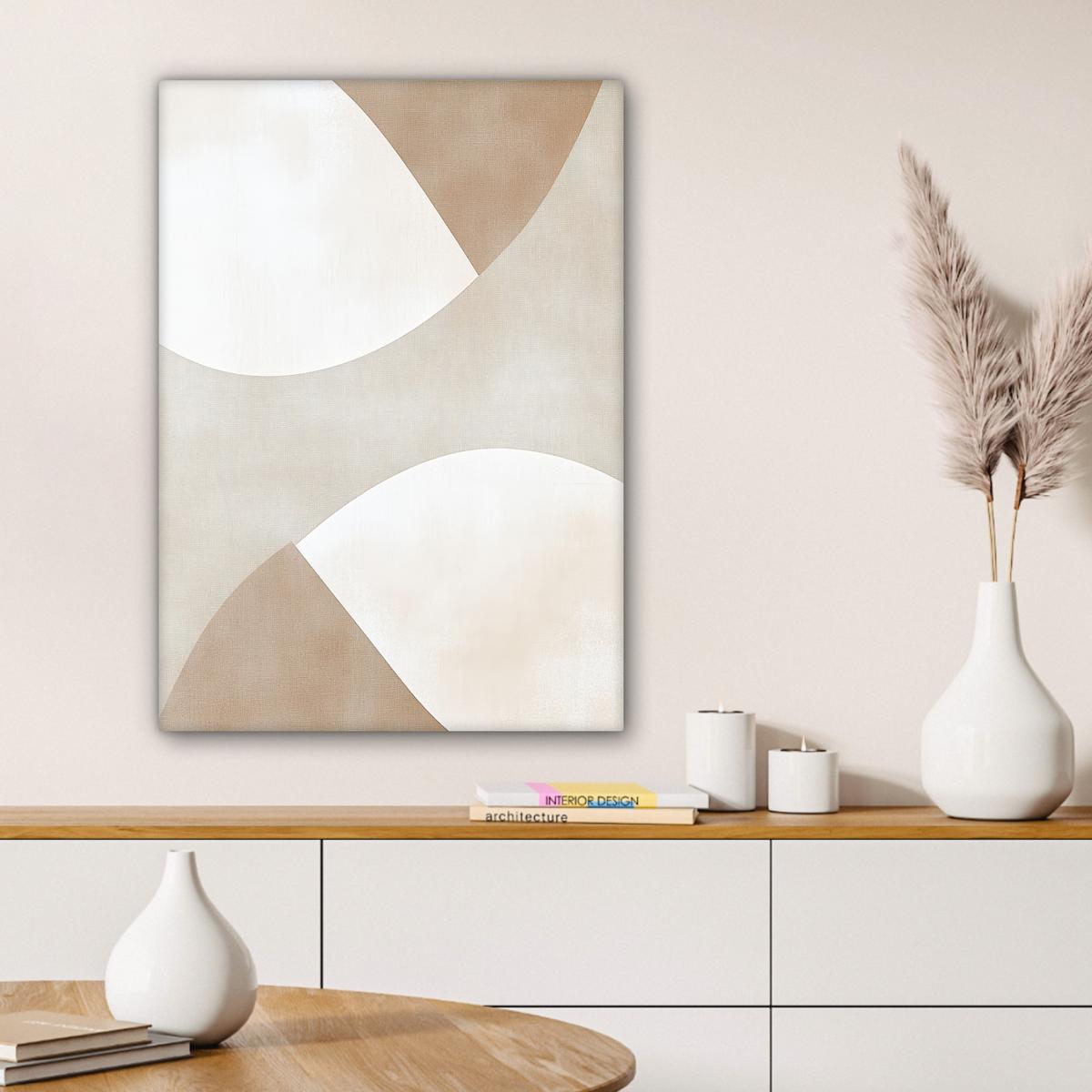 LEINWANDBILD Braun - Japandi - Abstrakt Wandbild Wohnzimmer 60x80 cm - Sandfarben, Textil (60/80cm) - MuchoWow