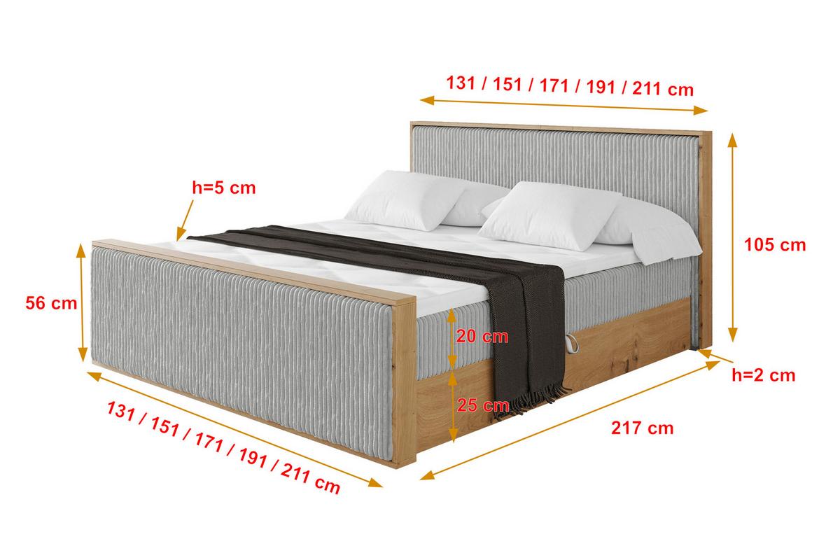 BOXBETT LOLLI9 -Z 160x200 - H4 Grau - Grau, Holzwerkstoff (160/200cm) - ALTDECOR