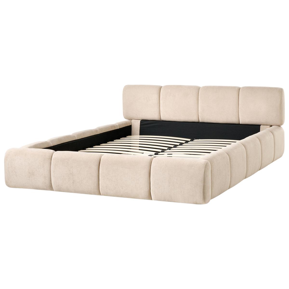BETT mit Lattenrost 160/200 cm Stoff Taupe Orville - Taupe, Textil (160/200cm) - Beliani