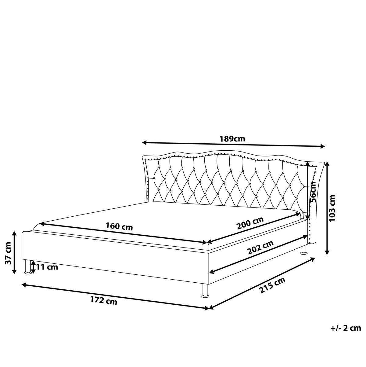 BETT 160/200cm Weiß Metz - Weiß, Textil (160/200cm) - Beliani