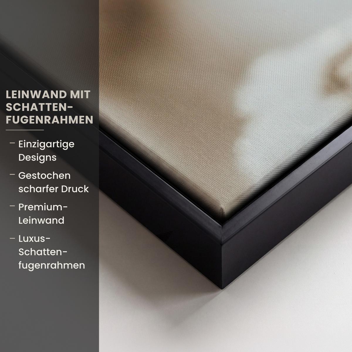 LEINWAND Bilder mit Rahmen - Blumen - Winter - Weiß - Schnee - Beige - 90x90 - Creme, Textil (90/90cm) - MuchoWow