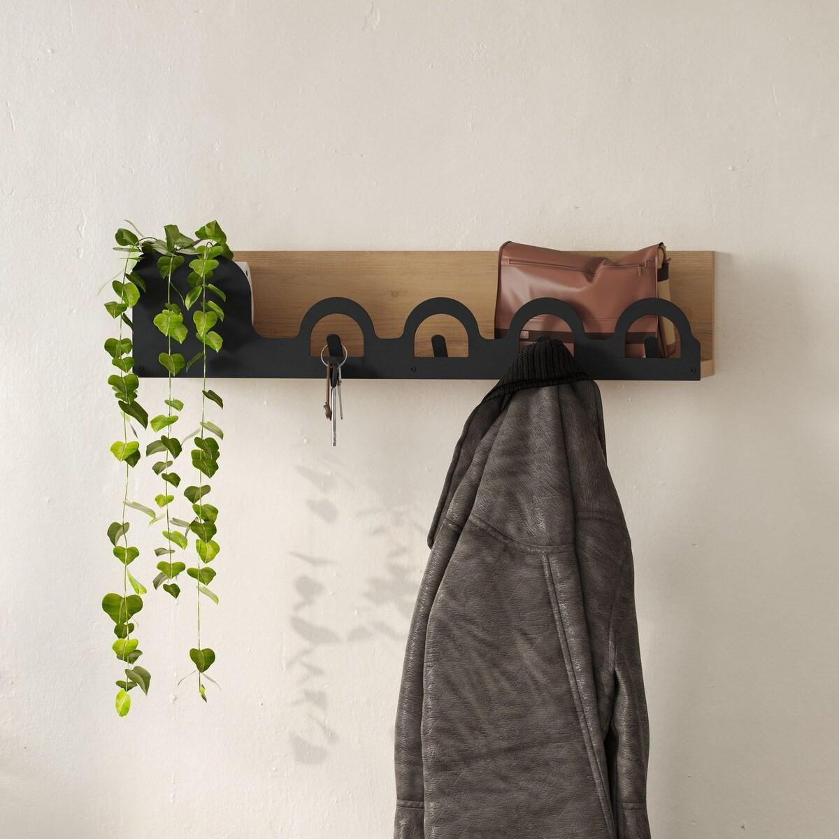 HÄNGENDER Garderobenständer Dekor Eiche B63 cm – LIORA HANGER - Eschefarben, Holzwerkstoff (14/14/73.6cm) - Calicosy