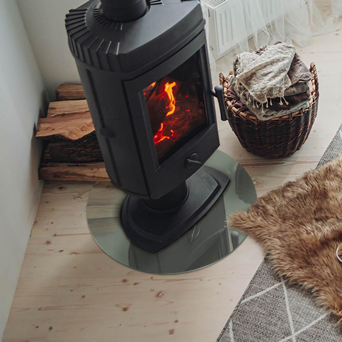 GLASPLATTE für Kamin Ø 50 cm - Grün, Glas (50/50/0.4cm) - TULUP