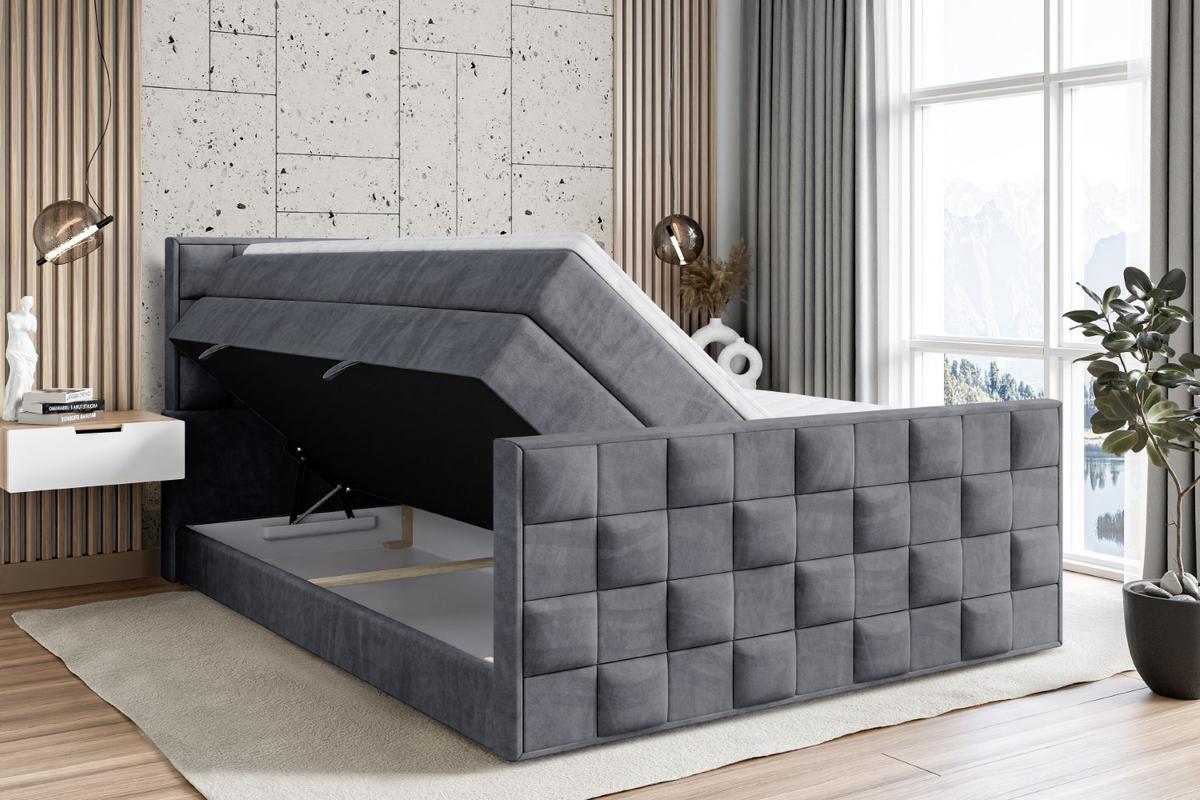 BOXSPRINGBETT ZAFIRA KING - 160 x 200 - H3/H4 - Dunkelgrau - Dunkelgrau, Holzwerkstoff (160/200cm) - ALTDECOR