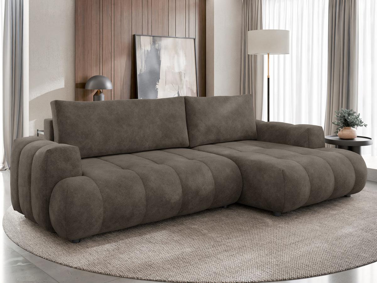 ECKSOFA Haiti, Seite: Rechts 2R+LC - Schwarz/Braun, Holz/Textil (276/156cm) - MIRJAN24