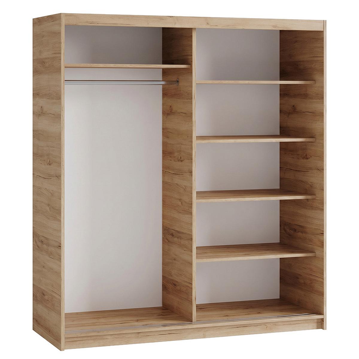 SCHWEBETÜRENSCHRANK Donatello mit 2 Türen. 180 cm, eiche Artisan+Schwarz - Schwarz/Eiche Artisan, Holzwerkstoff (180/205/60cm) - Beautysofa