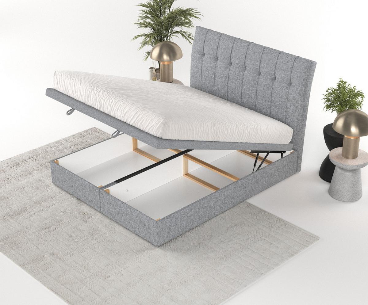 POLSTERBETT Kelsea mit Stauraum 160/200 cm Grau im Alta Stoff - Schwarz/Grau, Holz/Holzwerkstoff (160/200cm) - AltaBeds
