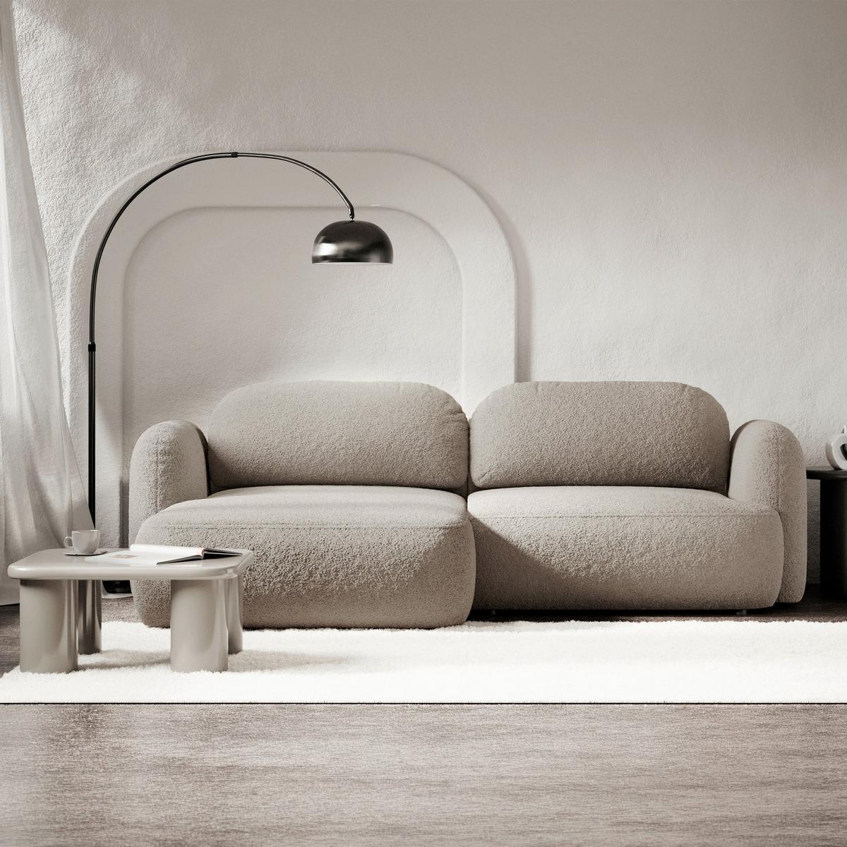 ECKSOFA Tvoya Beigegrau Bouclé - Taupe/Schwarz, Kunststoff/Textil (267/175cm) - Selsey