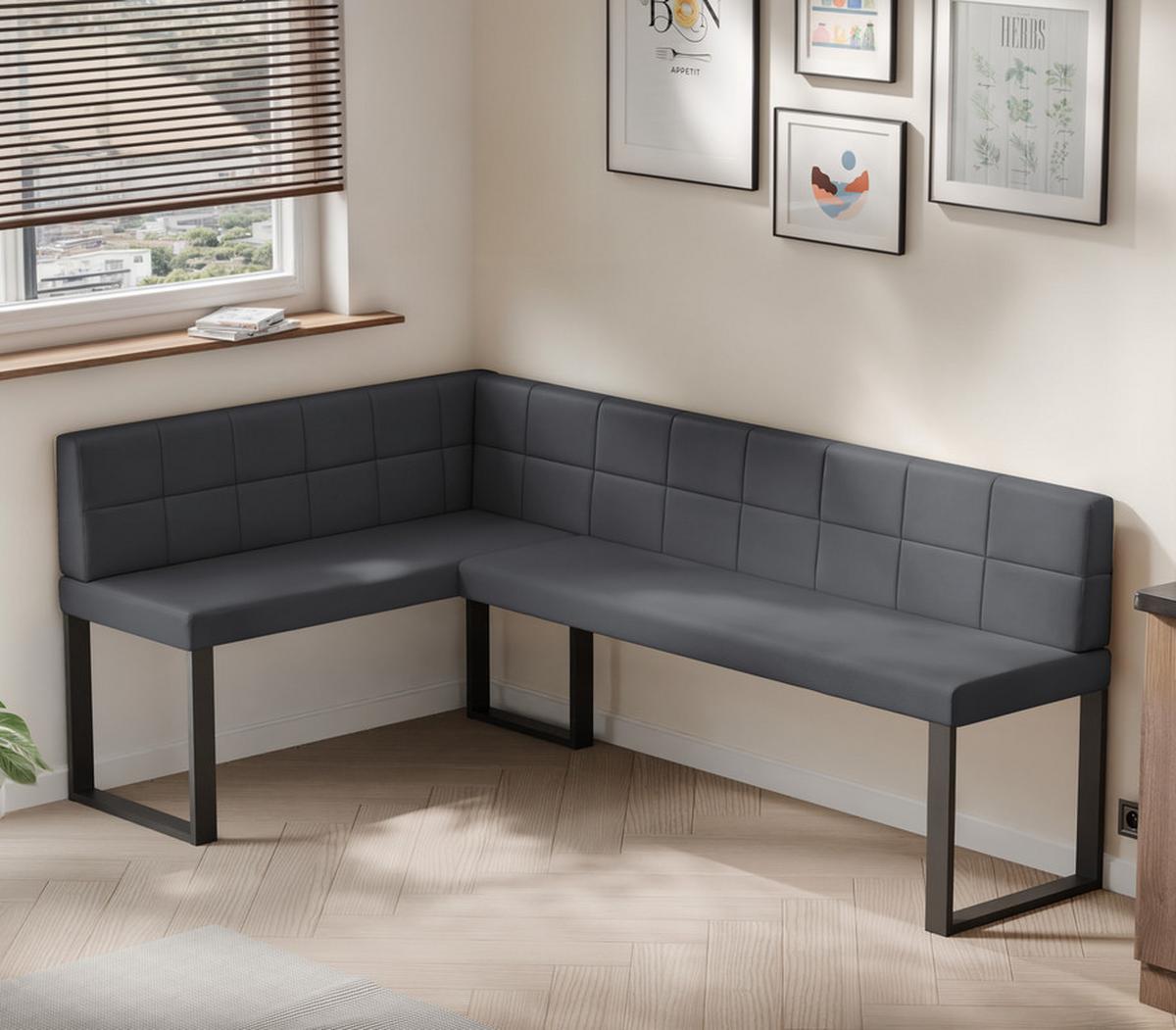ECKBANK links SANA U Kunstleder gesteppt, 128/168 cm Grau - Grau, Kunststoff/Textil (128/168cm) - Idohome