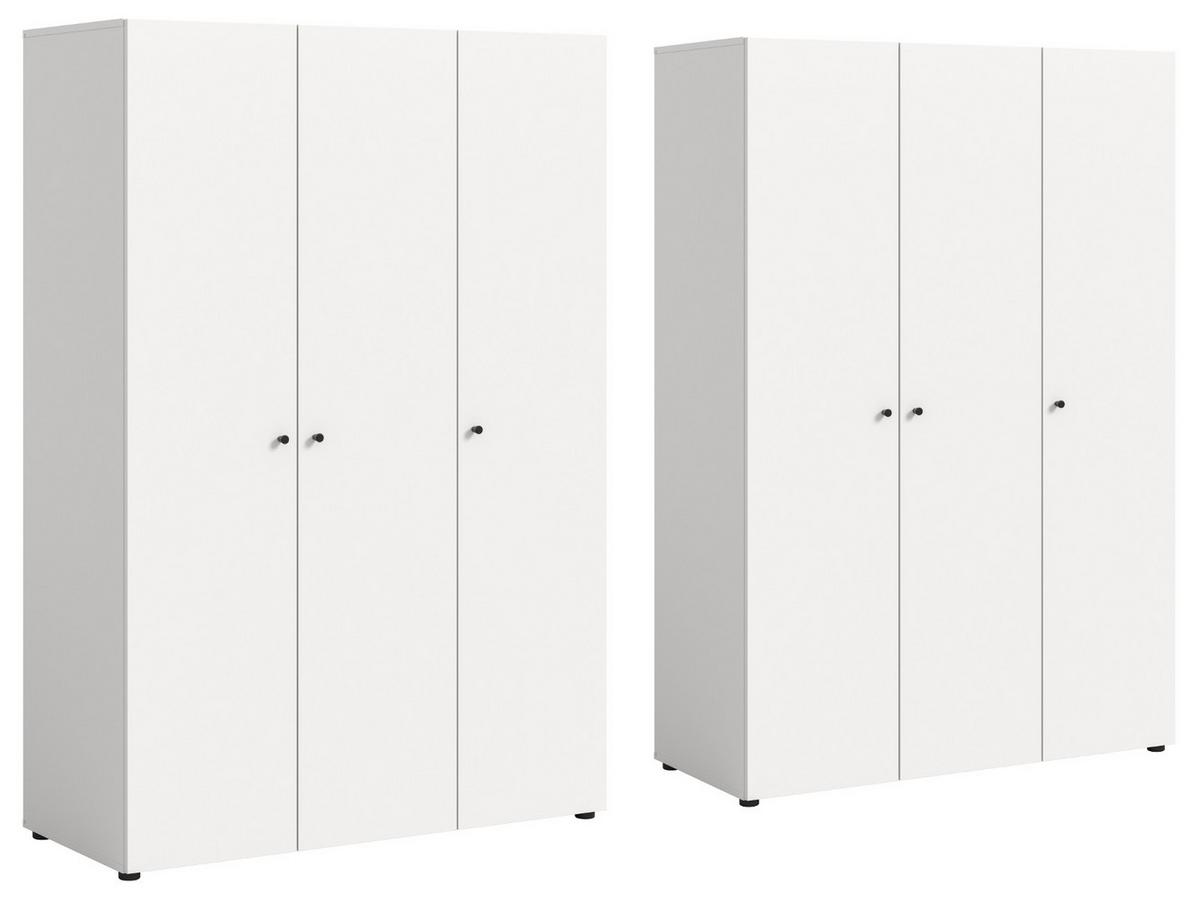 KLEIDERSCHRANK weiß 6-türig 240 cm, Drehtürenschrank mit Kleiderstangen - Schwarz/Weiß, Holzwerkstoff/Kunststoff (240/176/51cm) - Inn.Furn