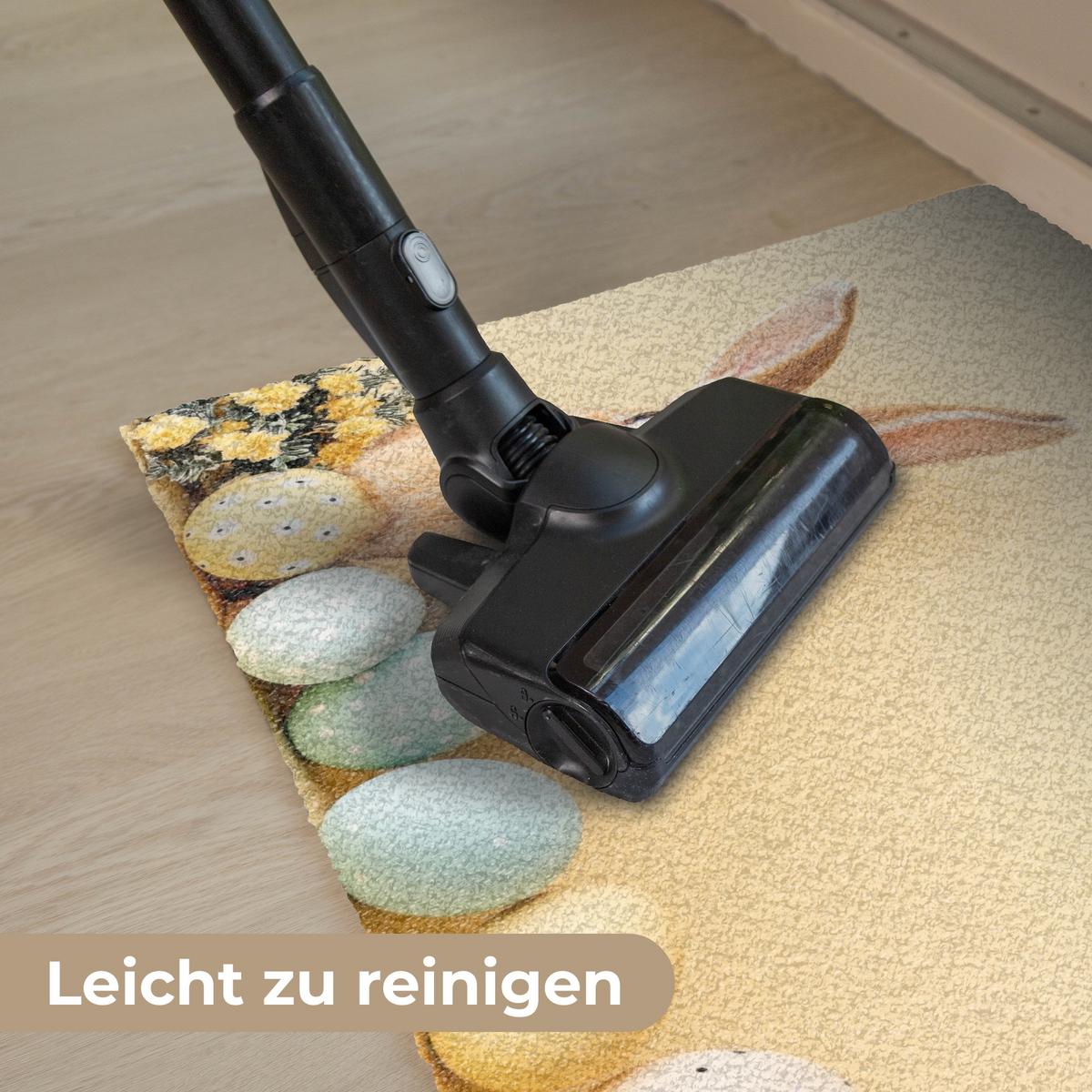 FUSSMATTE Eier - Kaninchen - Pastellfarbtöne Schmutzmatte 60x40 cm - Hellgelb, Kunststoff (40/60cm) - MuchoWow