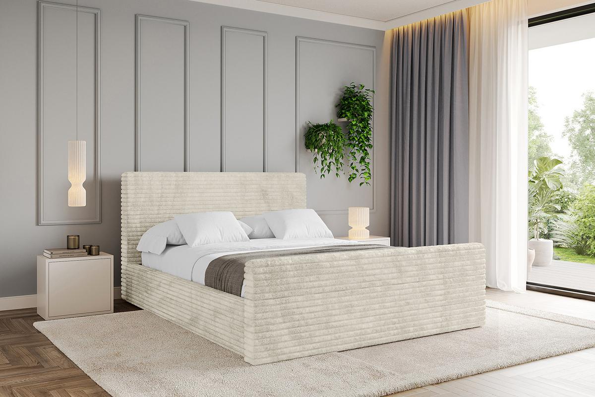 POLSTERBETT mit Bettkasten, Fußteil und Lattenrost, Boxbett ohne Matratze - ALOVA-Z 120x200 Beige - Beige, Holzwerkstoff/Textil (120/200cm) - ALTDECOR