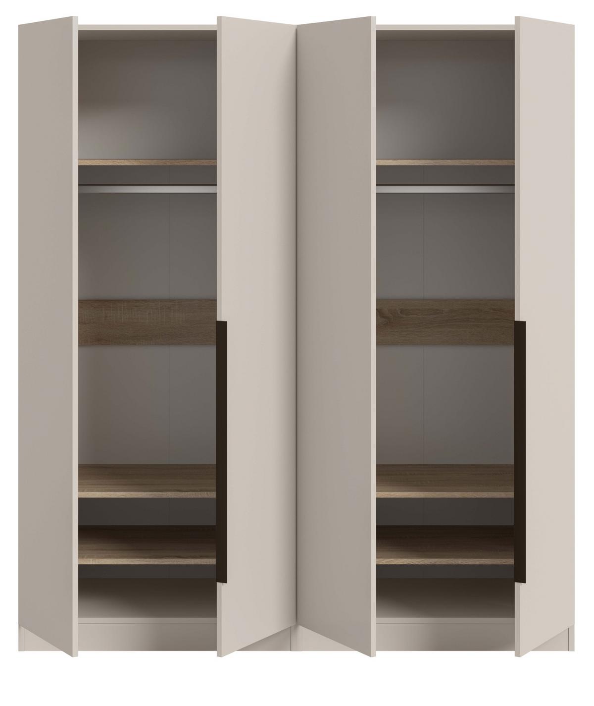 KLEIDERSCHRANK kaschmir 160 x 181 cm, Drehtürenschrank 4-türig - Kaschmir/Schwarz, Holzwerkstoff/Kunststoff (160/181/52cm) - Inn.Furn
