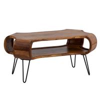 COUCHTISCH Rechteckig in Massivholz und Metall 100x60x47cm mit Stauraum und Haarnadelbeinen - Schwarz/Braun, Holz/Metall (60/100/47cm) - KADIMA DESIGN