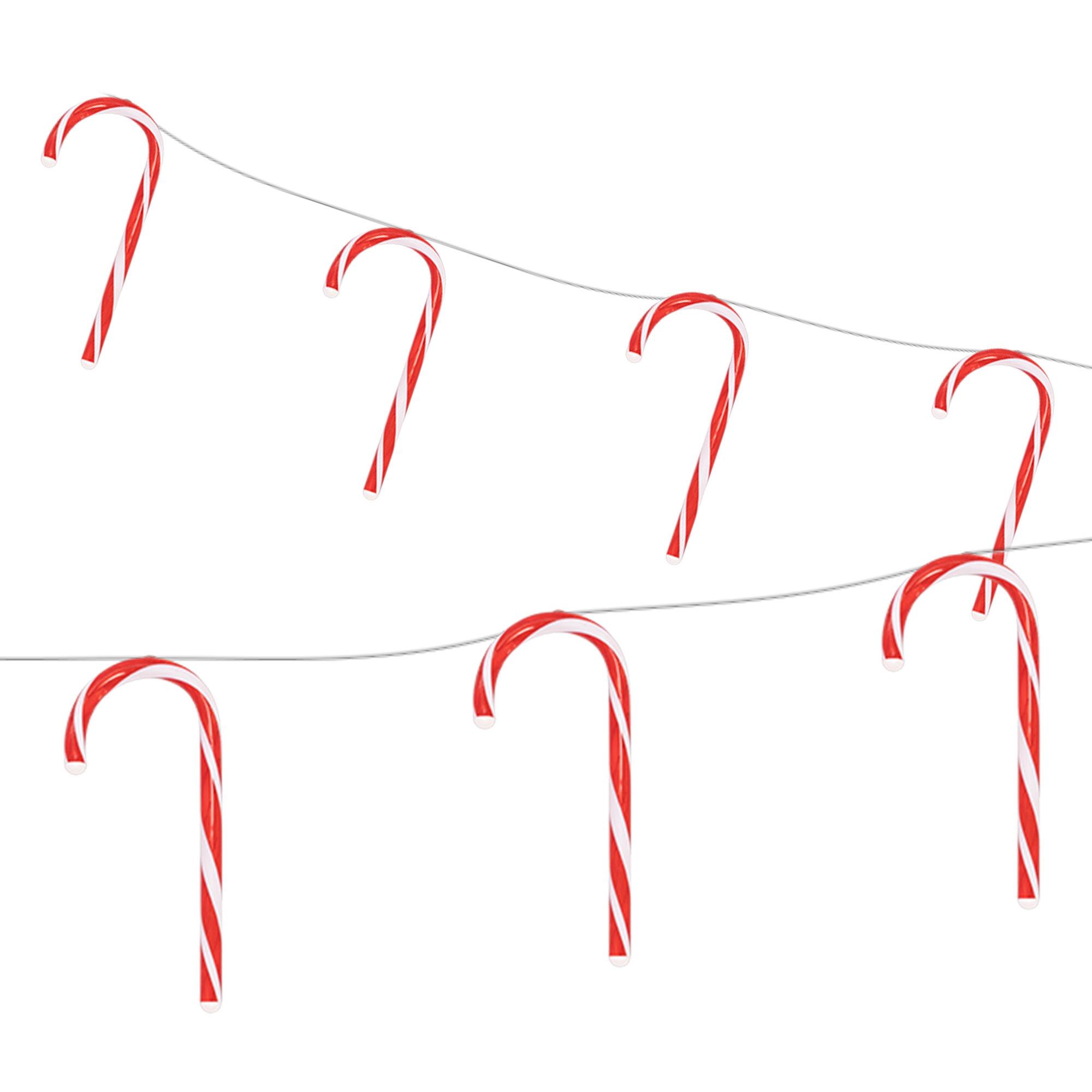LICHTERKETTE 330 cm 7 Zuckerstangen mit 28 LED Warmweiß - Rot, Kunststoff (330cm) - ECD-Germany