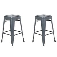 HOCKER 2er-Set Metall Grau Cabrillo - Grau, Metall (40/60/40cm) - Beliani