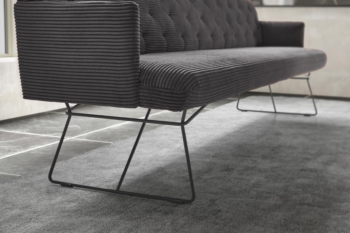 ESSZIMMERBANK CHARME Grau Cord - Grau, Textil (246/85/69cm) - KAWOLA