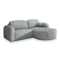 ECKSOFA AMILIA P R-S Hellgrau Kordstoff mit Schlaffunktion - Hellgrau, Holz (263/174cm) - MASSENO