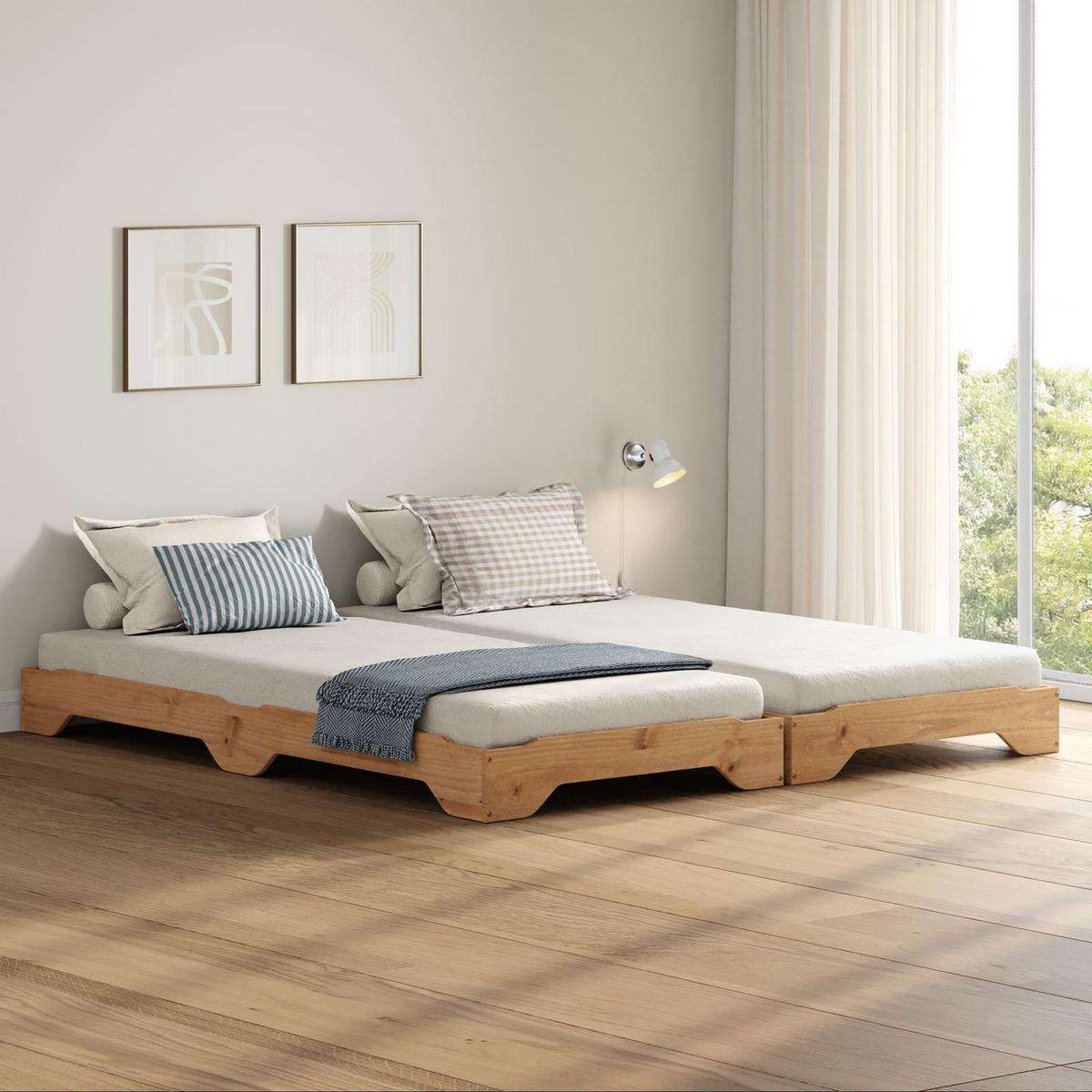 STAPELBETT RONNY 90x200 cm Eiche - Eichefarben, Holz (90/200cm) - IDIMEX