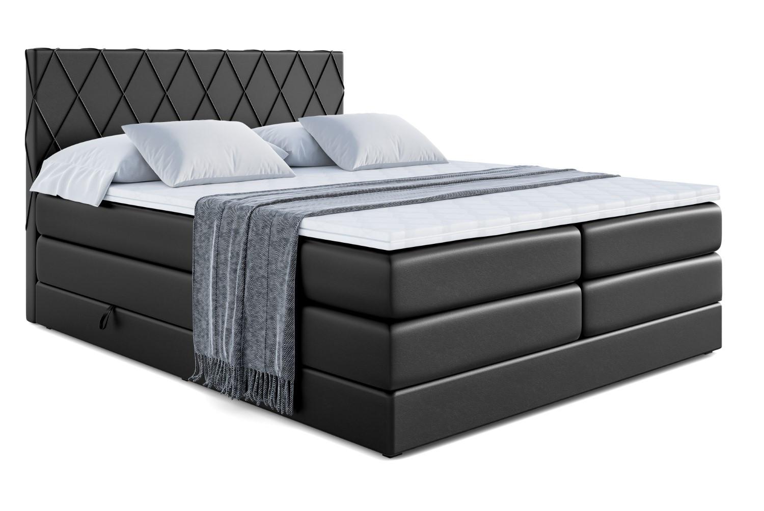 BOXSPRINGBETT LEPARO KING - 180 x 200 - H3/H4 - Schwarz Hochglanz - Schwarz Hochglanz, Holzwerkstoff (180/200cm) - ALTDECOR