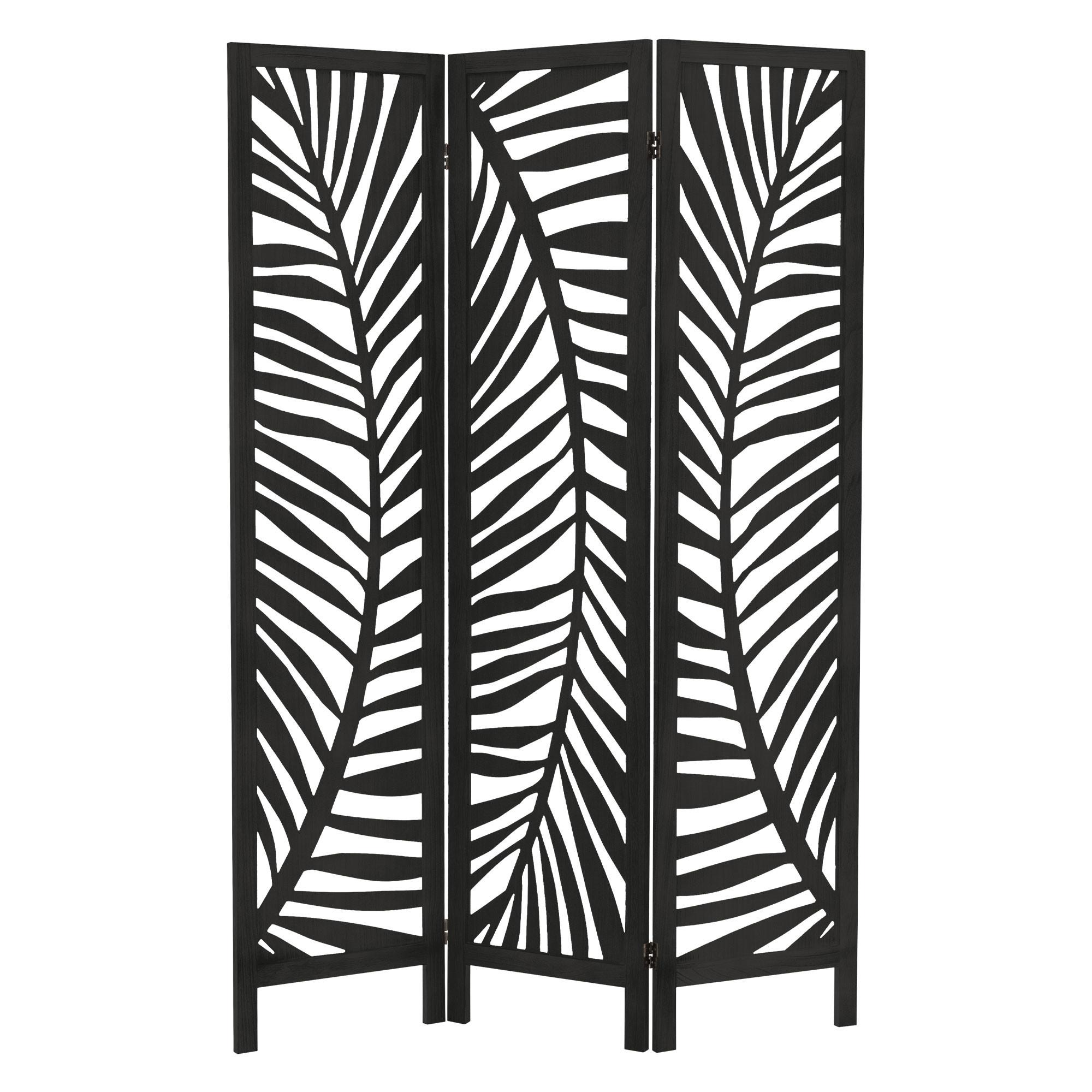 PARAVENT 3 teilig Fukuoka 170x121 cm Schwarz aus Holz - Schwarz, Holz (121/170/2cm) - ML-DESIGN
