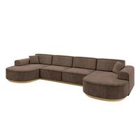 WOHNLANDSCHAFT MARI-U2-v2 - 388x171x83 cm Braun Velours - Braun, Holzwerkstoff/Textil (388/83/171cm) - ALTDECOR