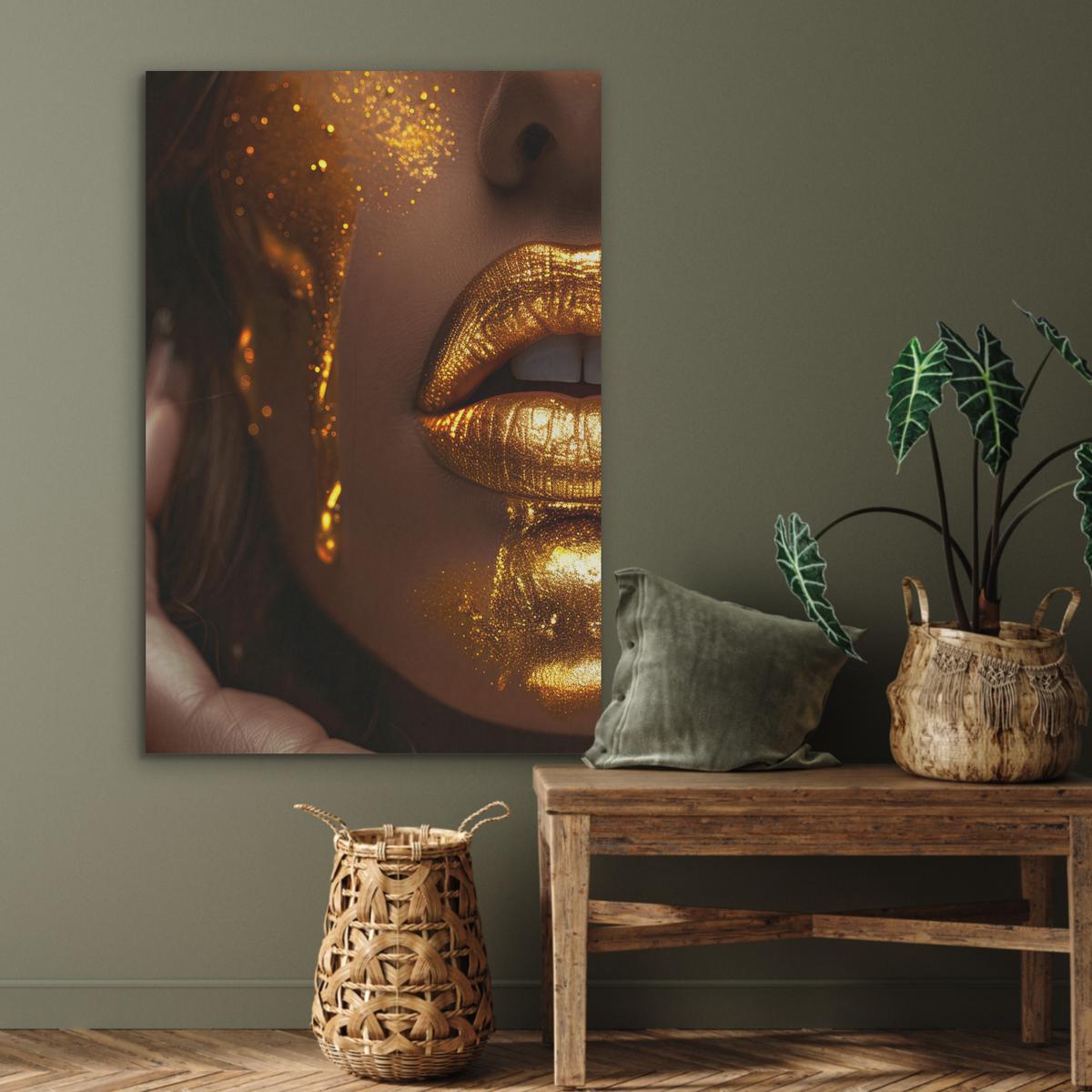 AKUSTIKBILD Frau - Gold - Luxus - Porträt Wanddeko 70x100 cm - Goldfarben, Kunststoff (70/100/0.9cm) - MuchoWow