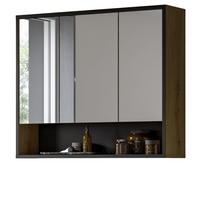 SPIEGELSCHRANK Eiche Artisan, schwarz 3-türig 80 cm, Badschrank mit Soft-Close - Eiche Artisan, Glas/Holzwerkstoff (80/68/19cm) - Inn.Furn
