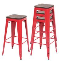 BARHOCKER Rot 4er-Set - Rot, Holz (42/76/42cm) - MCW