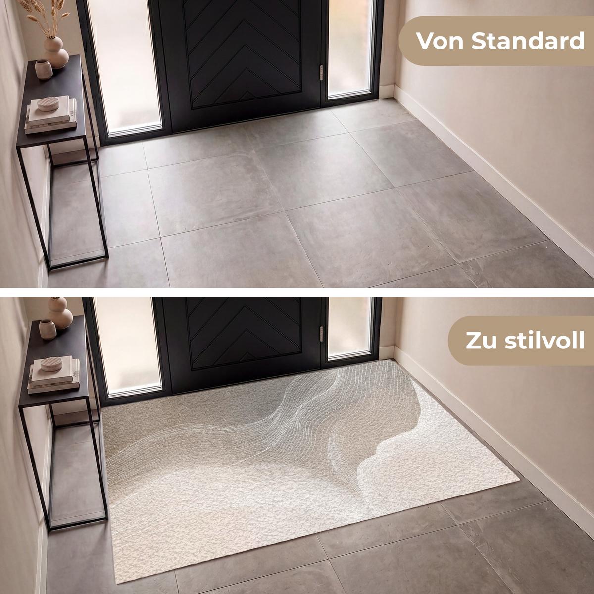 FUSSMATTE Wellenlinien - Luftströme - Harmonisch Schmutzfänger 180x120 cm - Beige, Kunststoff (180/0.4cm) - MuchoWow