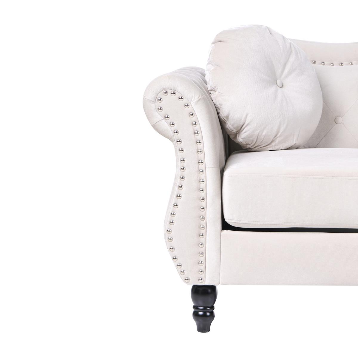 3-SITZER-SOFA Samtstoff Hellbeige Skien - Beige/Schwarz, Textil (204/86/78cm) - Beliani