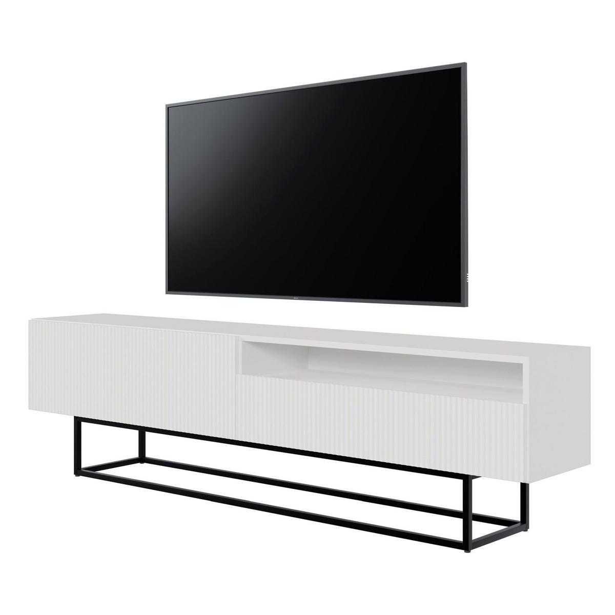 TV-SCHRANK Veldio Weiß Schwarz mit offenem Fach 175 cm - Schwarz/Weiß, Holzwerkstoff/Metall (175/46.5/31.6cm) - Selsey