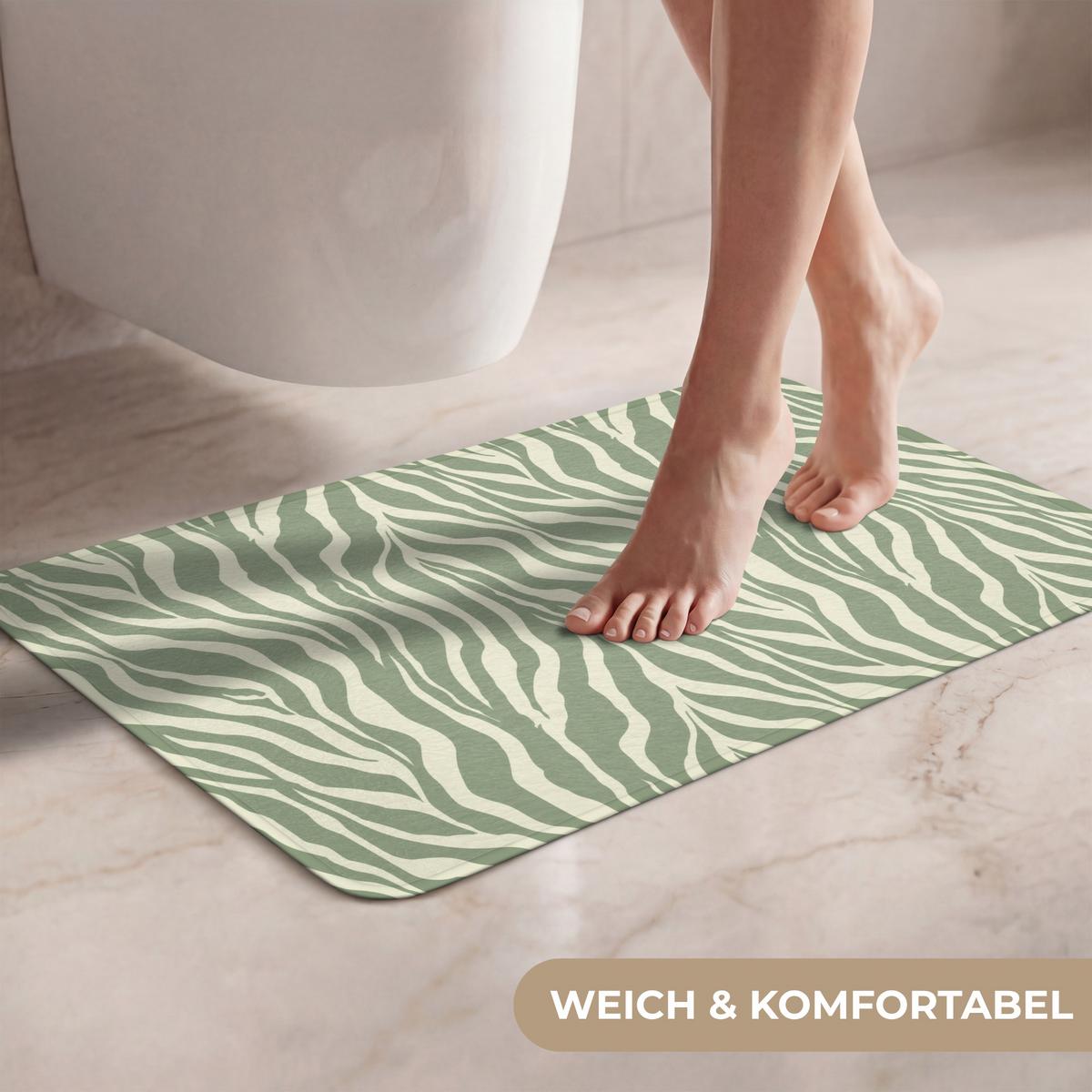 WC-VORLEGER Zebra - Motiv - Grün Toilettenvorleger 60x40 cm - Salbeigrün, Textil (60/1cm) - OnlyWow