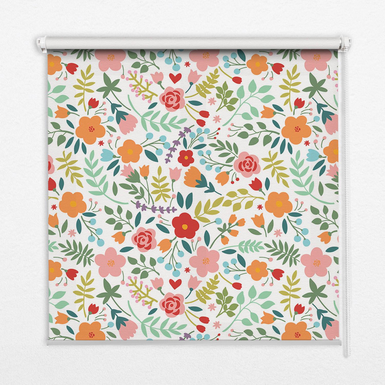 ROLLO LICHTDURCHLÄSSIG 120x180 cm Gemalte Blumen - Grün, Textil (120/180cm) - TULUP