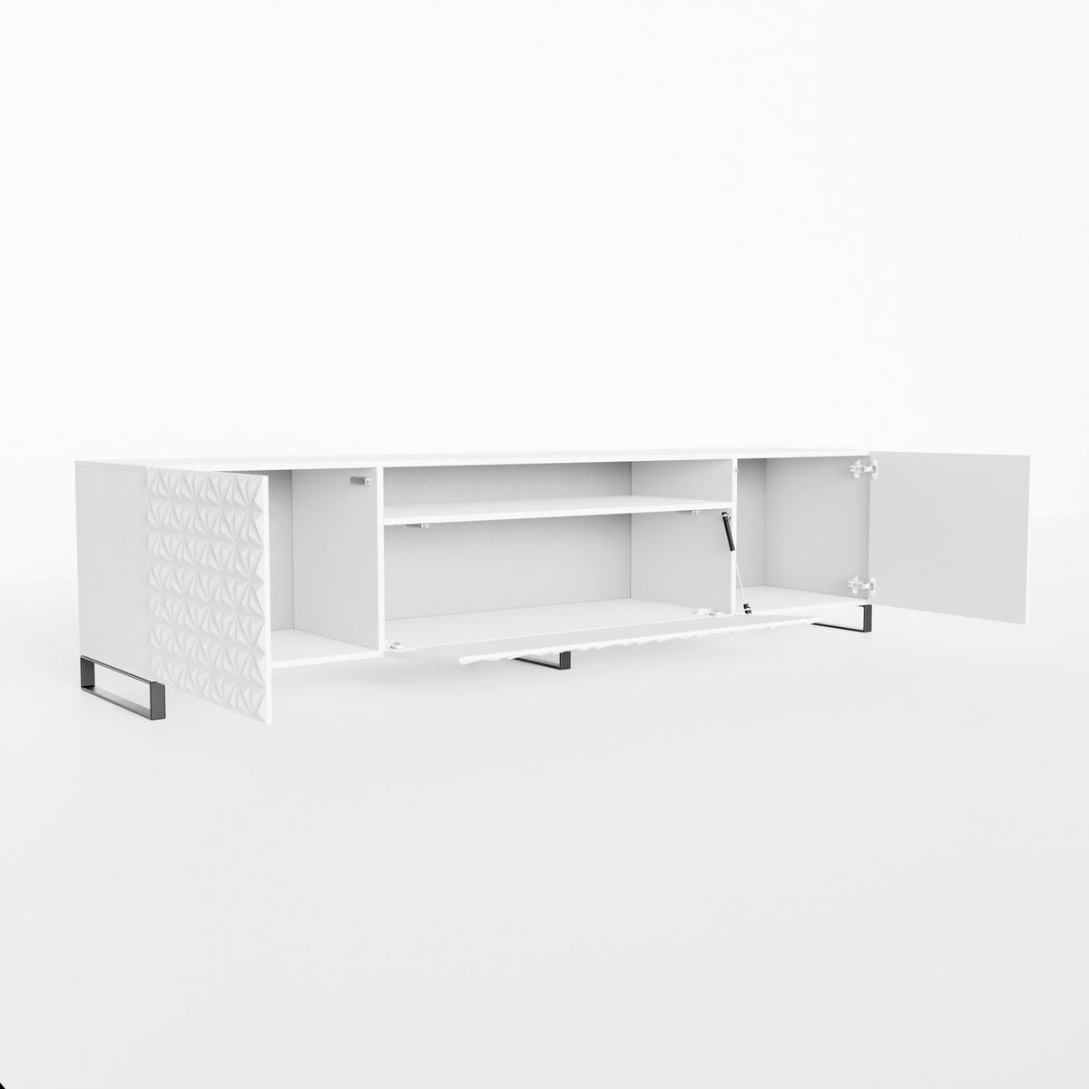 LOWBOARD ROVA 200/41/40 cm, Stand-TV-Schrank Weiß - Weiß, Holzwerkstoff (200/41/40cm) - MASSENO