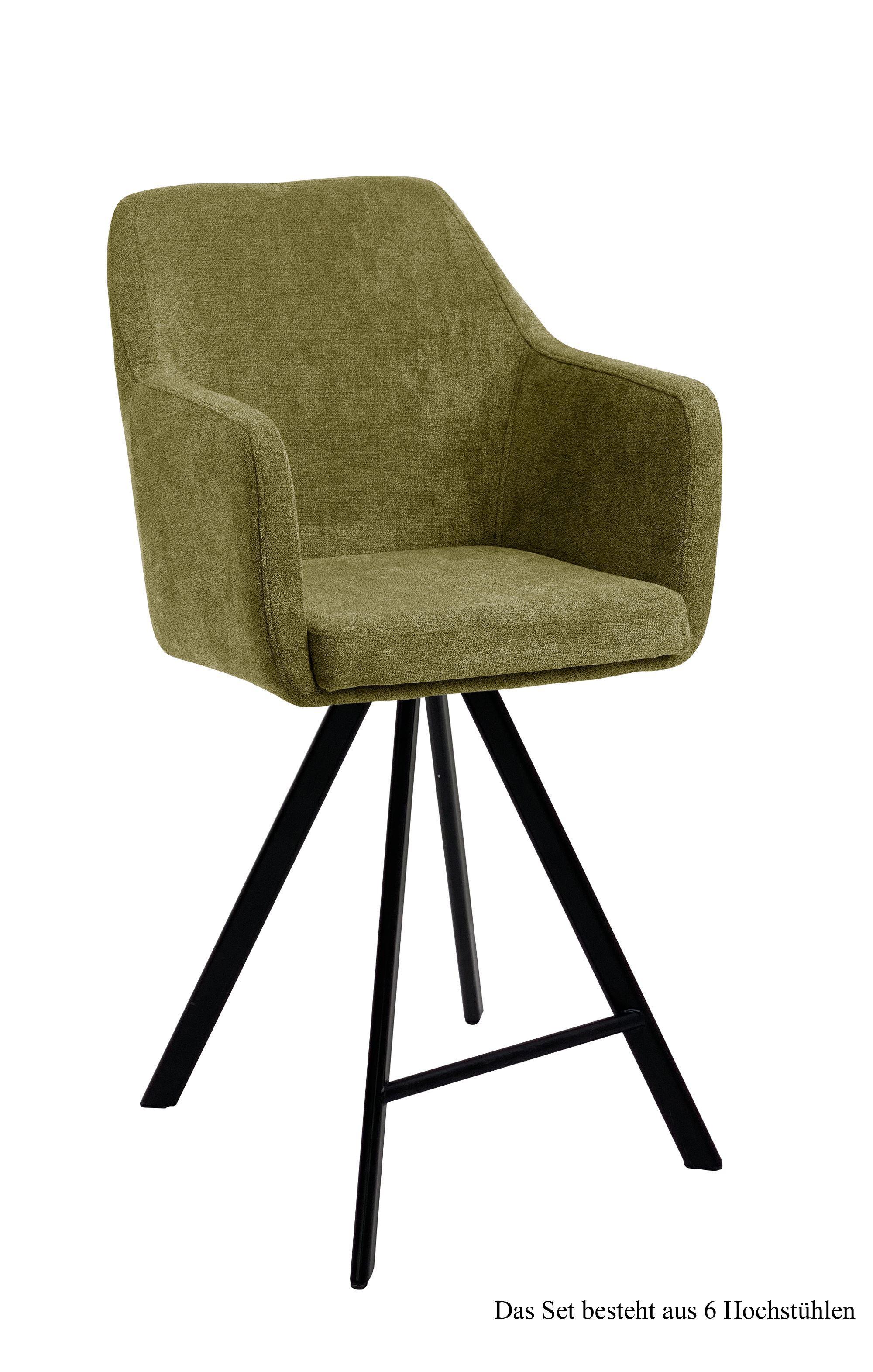 THEKENSTUHL drehbar (6er-Set) Diamond 57x104x60 Schwarz/Olivgrün - Schwarz/Olivgrün, Kunststoff (60/104/57cm) - 58aufmkessel