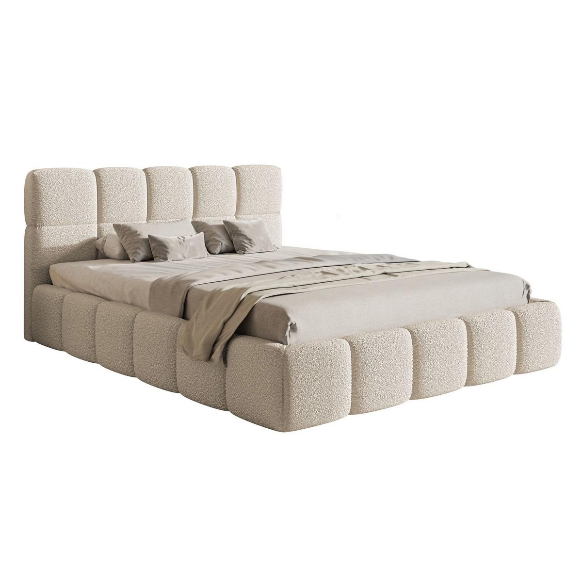 POLSTERBETT Cloudy Hellbeige Bouclé, 120x200 cm - Ecru/Schwarz, Kunststoff/Textil (120/200cm) - Selsey